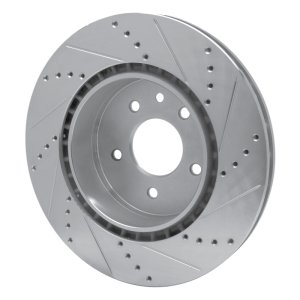 Jaguar XKR Brake Rotor (1) - Rear Left - R1 Concepts - Drilled & Slotted - Silver - `00-`06